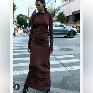 Zara Long Sleeve Chocolate Dress